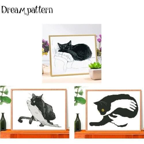 Black cat on the sofa cross stitch package animal 18ct 14ct 11ct cloth cotton thread embroidery DIY handmade needlework
