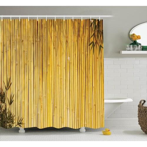 Tall Bamboo Stems and Leaves Oriental Nature Wood Image Natural Zen Asian Wildlife Home Decor Polyester Bathroom Shower Curtain