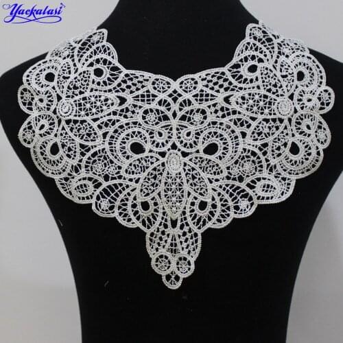 YACKALASI Garment Lace Collar 3d Floral Patches Print Flower Appliqued Sewing Trims For Dress Back
