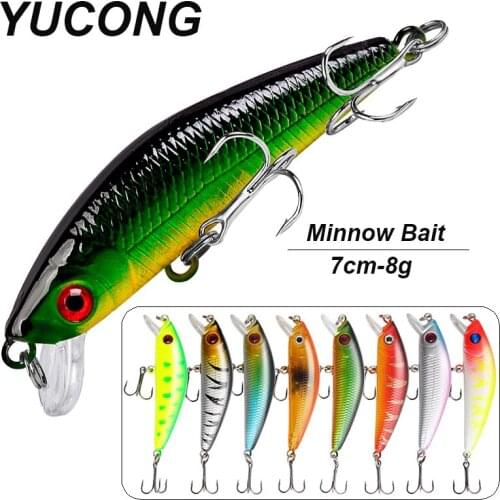 YUCONG 1PC Minnow Hard Bait Wobbler 7cm-8g Artificial Fishing Lure Sinking Jerkbait Crankbait Trolling Bass Isca Carp Topwater