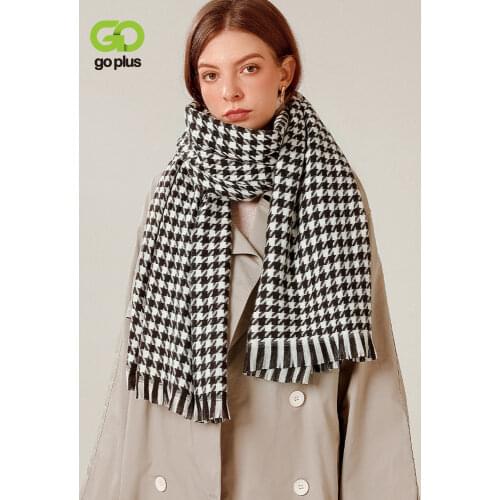 GOPLUS Womens Scarves Winter Vintage Soft Warm Casal Black White Plaid Scarves Womans 2021 Bufandas Invierno Mujer