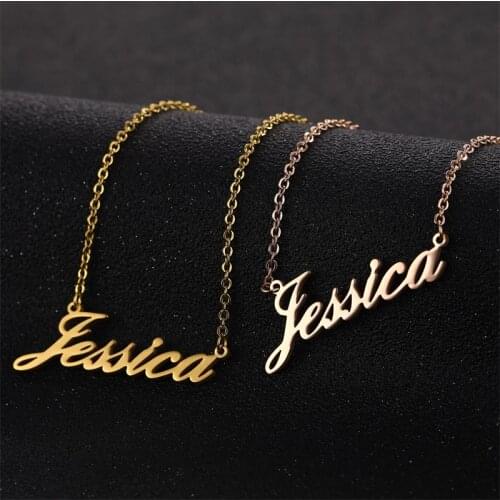 Custom Name Necklace Customized Jewelry Women Girl Gold Stainless Steel Necklaces Pendants Chokers Engraved Personalized Jewelry