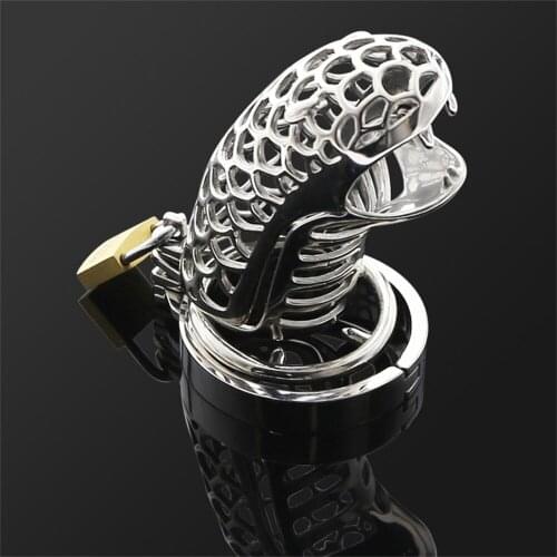 Snake-Shaped Chicken Cage Erotic Equipment Chastity Cage Prison Penis Ring Male Chastity Lock Sex Toys Stainless Steel Cock Lock