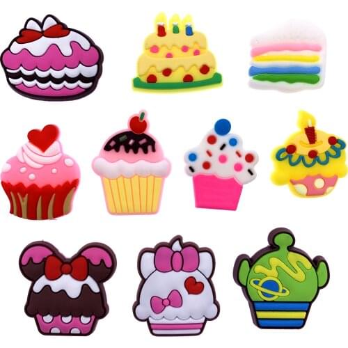 10PCS Cute Dessert Icon PVC Flat Back Cartoon Cake Silicone Flat Back For DIY Scrapbook Phone Case Jewelry Components