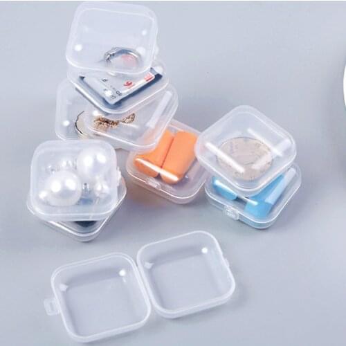 10Pcs Transparent 3.5*3.5cm Box Desk Storage Set School Students Office Supplies Jewelry Earplugs Storage Box Case Container