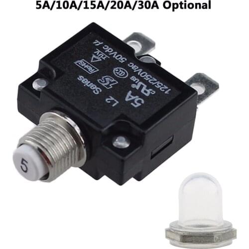 1pc 12/24V Circuit Breakers Mini Push Button Resettable Thermal Circuit Breaker Panel Mount 5-30A For Automotive Industrial