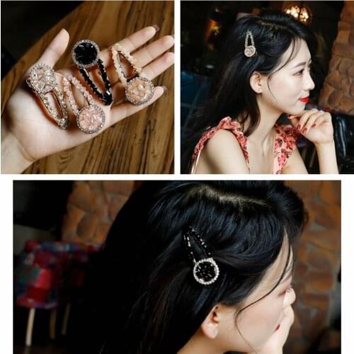 2019 Crystal Rhinestone Stones Hairpins Hair Clip Sweet Headwear Hair Grip Hairband Women Girls Accessories