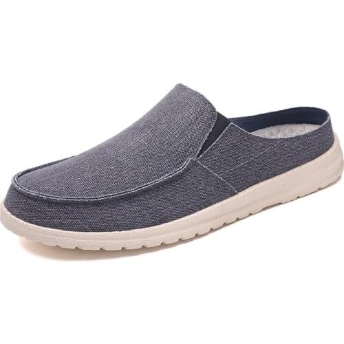 2021 Summer Mens Mules Super Light Casual Linen Shoes Men Non-Leather Male Canvas Flats Half Slippers Plus Size 39-48