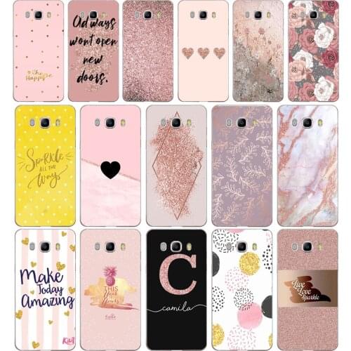331FG Gold Rose Glitter Love Soft Silicone Tpu Cover phone Case for Samsung j3 j5 j7 2016 2017 j330 j2 j6 Plus 2018