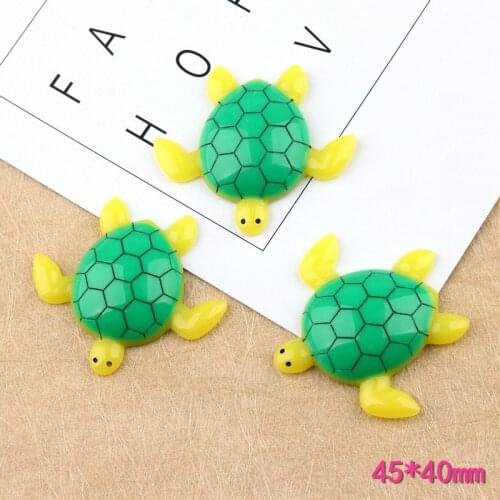 50pcs/Lot 45*40mm Flatback Resin Cabochon Animal Turtles Ornament Accessories Jewelry Cameo Clay Beads Material