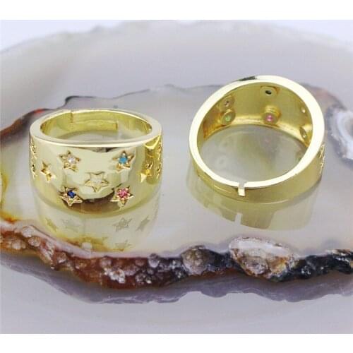 6# star and heart stylish and exquisite cz charm ring, adjustable ring, cz charm jewelry cheap