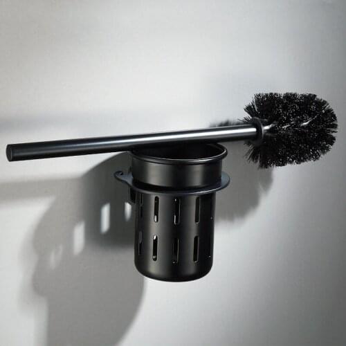 Anti-rust Aluminum Durable Toilet Brush and Holder Wall-mounted Drain Moisture-proof Clean Bathroom Accessories Tools E11779