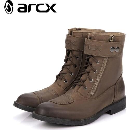 ARCX Retro VTG Brown Cowboy Cowhide Leather Ankle Protecion Motorcycle Racing Mens Boots/ Riding Shoes/ Motocross Accessories