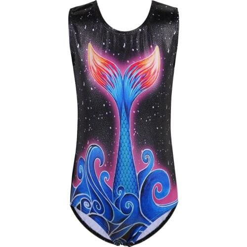 BAOHULU Girls Ballet Jumpsuits Sleeveless Gymnastics Leotard Cartoon Print Skirt Ballerina Practice Bodysuit Girl Costume