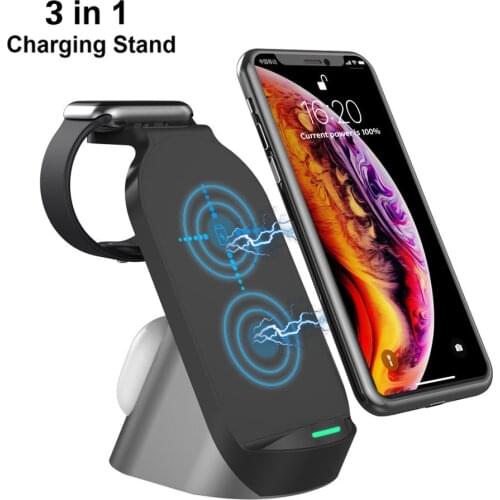 3 in 1 15W Qi Wireless Quick Charger Holder For Iphone12 11 X XS Max Mini Airpods Pro Apple Watch6 5 4 3 2 Pad Dock Station