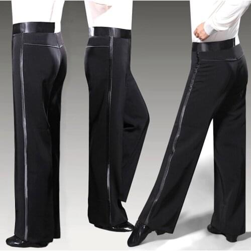 New Latin Dance Pants Adult Black Pant Single Side Bar Rumba/ Samba/Chaca Dance Costume Male Stage Competitive Dance Pant VDB709