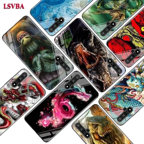 Black Cover dragon dinosaurs Animal for Huawei Honor 10i 9X 8X 20 10 9 Lite 8 8A 7A 7C Pro Lite Super Bright Glossy Phone Case