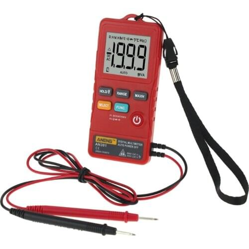 AN301 Mini Digital Multimeter AC DC Voltmeter Voltage Resistance Meter with LED