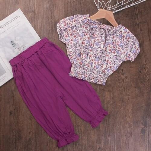 Melario Casual Girls Clothes Floral Short Sleeved Pant 2pcs Outfit Summer Children Suit Kids Boutique for Girls Clothing Sets