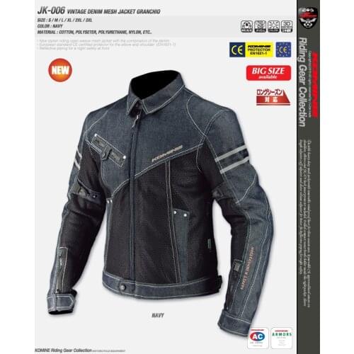 Komine JK006 Denim Jacket Drop Resistance Street Bike Motorcycle Mesh Cowboy Racing Jacket With Protector