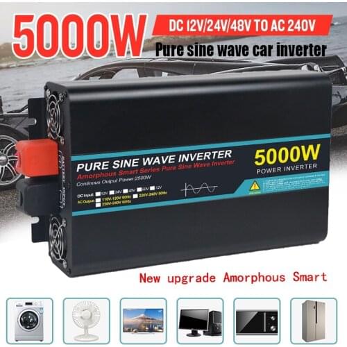 4000W 5000W Pure Sine Wave DC 12V 24V 48V To AC 220V Solar Power Inverter Frequency Converter 50hz 60hz Car Inverter Transformer