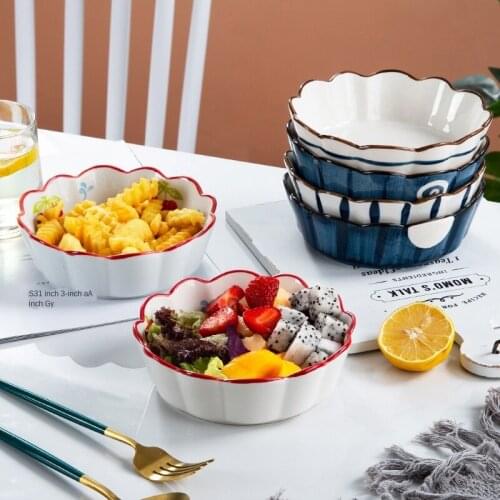 Nordic ceramic lace corrugated salad fruit creative dessert bowl baking bowl household tableware soup bowl plate dinner plates