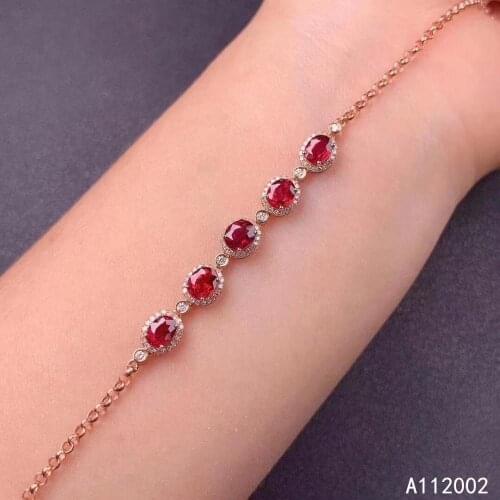 KJJEAXCMY fine jewelry natural Ruby 925 sterling silver new gemstone women hand bracelet support test lovely