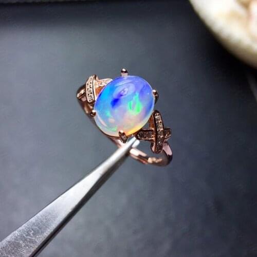 New natural opal ring 925 silver ladies ring colorful opal luxury elegant beauty and beauty