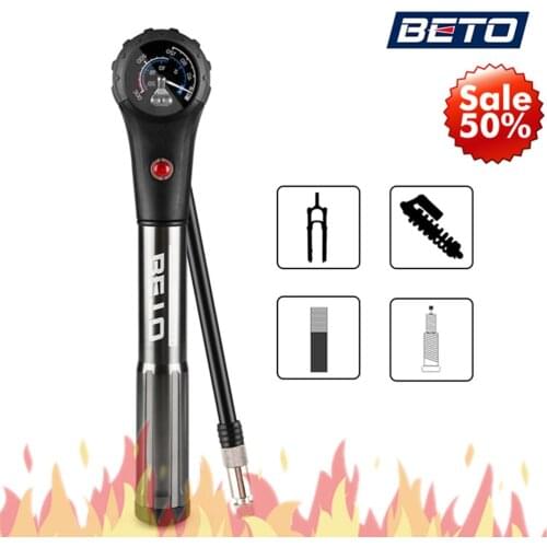 Beto Combo Bicycle Pumps For Tire Shock Fork Hose Bike Pump High Pressure Gauge Road Mtb Cycling Air Inflator Hand Bicycle Pump