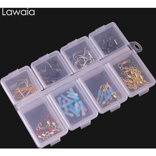 Lawaia Fishing Gadget Box Transparent Plastic Fish Hook Swivel Storage Box Fishing Multi-function Storage Box Fishing Tools Gear