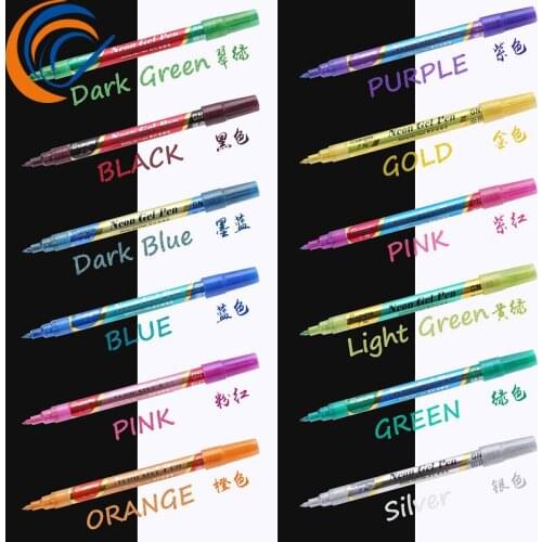 Changing Gel Fluorescent Flash Pen 12 Pcs Per Set Liquid Highlighter Fluorescent Gel Pen