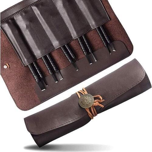 10PCS Tungsten Steel Wood Carving Kit Engraving Carve Cutting Blade Chisel Tool Set for Stone Seal Graver with Storage Bag