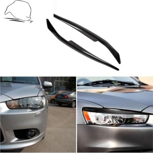Carbon Fiber Eyebrow Eyelid Car Headlight Eyebrows Stickers for Mitsubishi Lancer Ralliart Sportback LS 04 05 06 EVO X 10 08-14