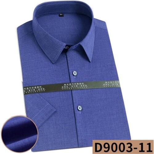 2021 New Summer Men Shirt Short Sleeve Anti-Shrink Solid Color Work Business Casual Bamboo Turn-Down Collar Cotton Feeling DA523