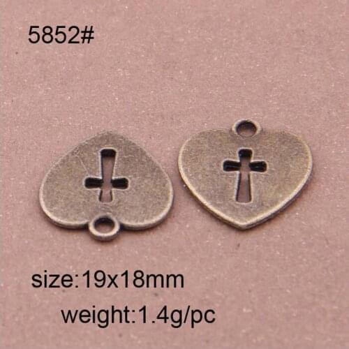 BULK 30 Eco-friendly Alloy Cross Heart Charms Antique Bronze Plated Religious Jesus Faith Pendant DIY Making