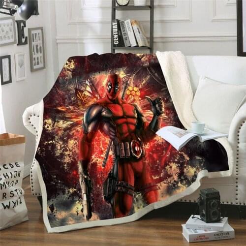 Deadpool 3d Printed Sherpa Blanket Couch Cover Youth Child Travel Bedding Outlet Velvet Plush Throw Fleece Blanket Bedspread New