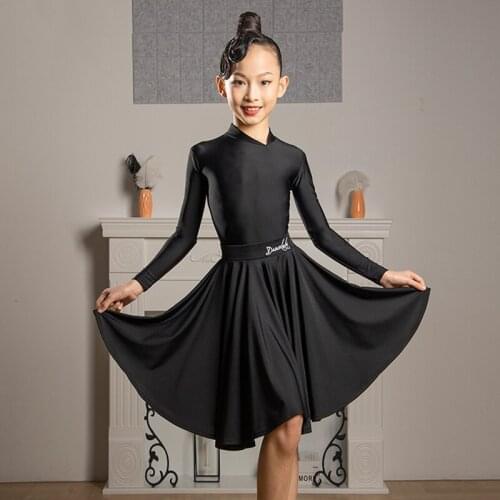 New Latin Dance Dress For Kids Long Sleeve Tops Skirt Suit Rumba Samba Practice Clothes Ballroom Dance Competition Dress DWY5205
