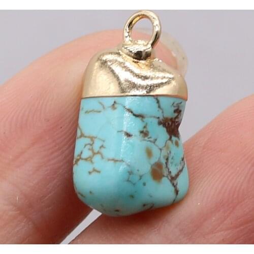 Natural Blue Turquoise Pendant Exquisite Irregular Temperament Charm for Jewelry Making DIY Necklace Earring Accessories 10-12mm
