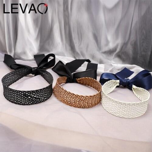 LEVAO Korean Hand-knitted Ribbon Knotted Bezel Turban Girls Headwear Headband Women Hairband Hair Ornaments Hair Accessories