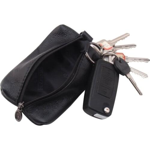 Premium Soft Genuine Leather Housekeeper Key Holder Car Key Wallet Buckle Card Coin Pouch Purse multifunction key bag