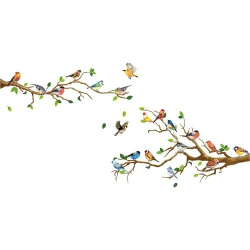 Bird Branches Wall Stickers Bedroom Living Room Decor Decal DIY Nursery Room Kindergarten Natural Landscape Animals Wall Sticker
