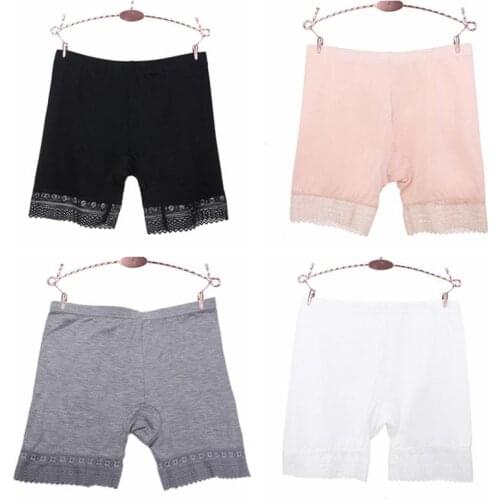 Sexy Women Soft Cotton Seamless Safety Short Pants Lace Patchwork Summer Under Skirt Shorts Modal Breathable Short Tights 2020