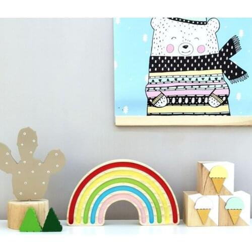 Nordic Nursery Decoration Wooden Rainbow Ornament Kids Room Decor Quality Scandinavian Rainbow Decoration For Children Kids Room