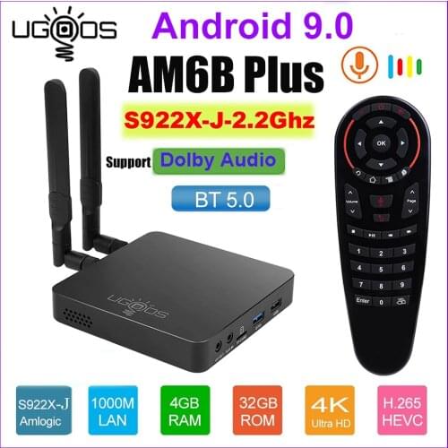 UGOOS AM6B Plus Wifi 6 TV BOX Amlogic S922X-J Smart Android 9 DDR4 4GB 32GB AM6 Plus 2.4G 5G WiFi 1000M BT5.0 TVBOX Media Player