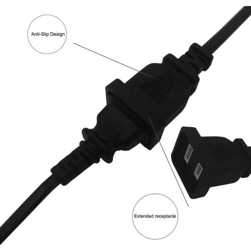 US 2-prong AC power Outlet Saver power extension cable strips US 2-prong AC plug male to female