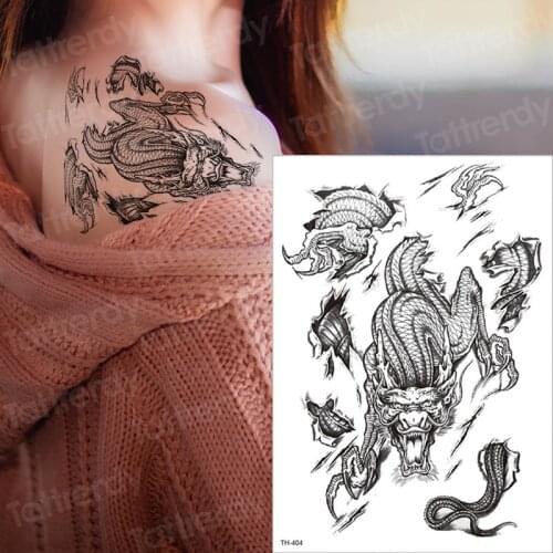 Waterproof temporary sleeve tattoo sex tattoo women men shoulder back tattoos arm sleeves tatoo dragon lion paw tattoo black boy
