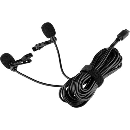 Recording Lavalier Mini Portable Clip-on Microphone Type-C Lavalier Tie Clip Audio Studio Wired Lapel Mic for Phone Laptop 2.5m