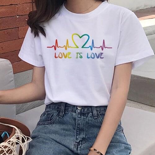 ZOGANKIN Pride Lgbt Gay Love Lesbian Rainbow Design Print T-shirts for Women Summer Casual Love is Love Tee Shirt