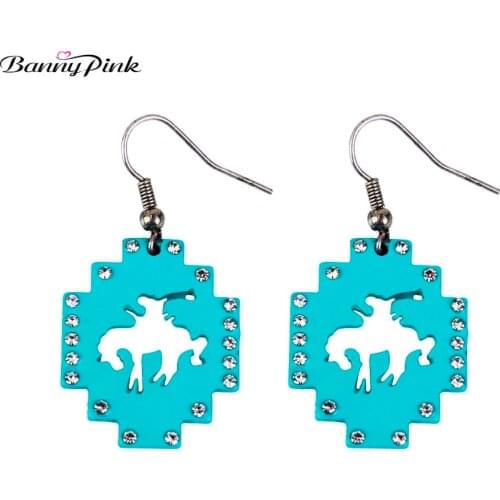 Banny Pink Gypsy Wild Horse Hollow Pendant Earrings For Women Ethnic Crystal Alloy Geo Dangle Earrings New Collection Earrings