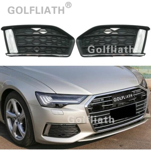 1 Pair Automobiles Front Bumper Lower Fog Light Grille Trim Car Fog Lamp Cover Grills For Audi A6 C8 2019 OEM 4KD 807 647/648